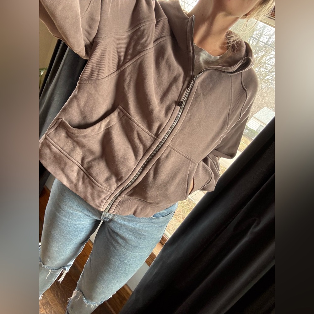 Lululemon Scuba Full Zip Hoodie Taupe Gray Size XL/XXL Classic Cotton